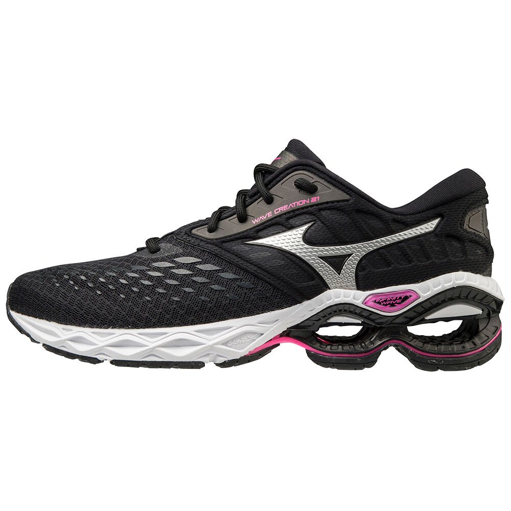 Mizuno Women's Running Shoes Wave Creation 21 Black/Pink - LUPKRFD-92